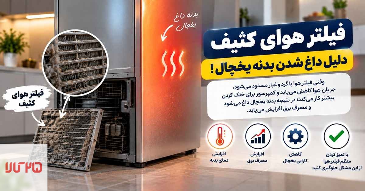 یکی دیگر از دلایل داغ شدن بدنه یخچال، کثیف بودن فیلتر هواست.